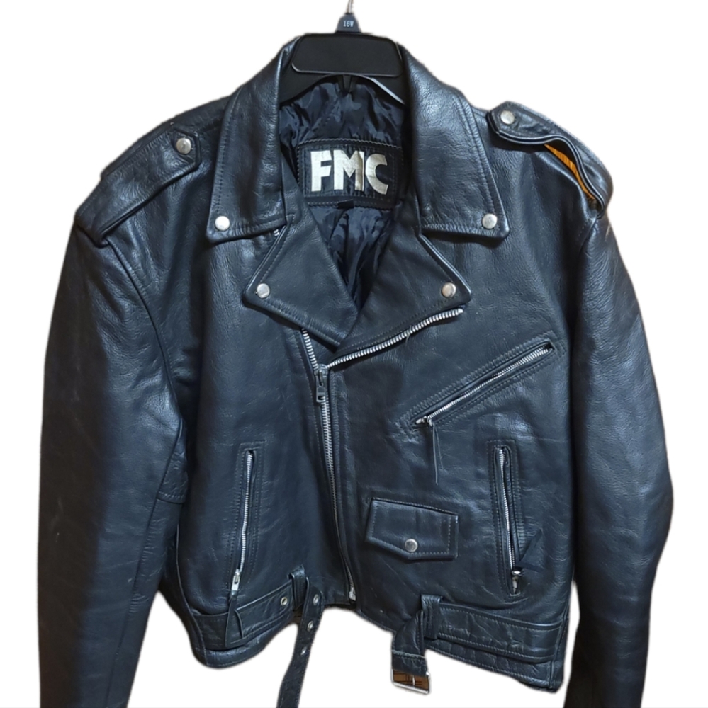 Vintage leather biker jacket